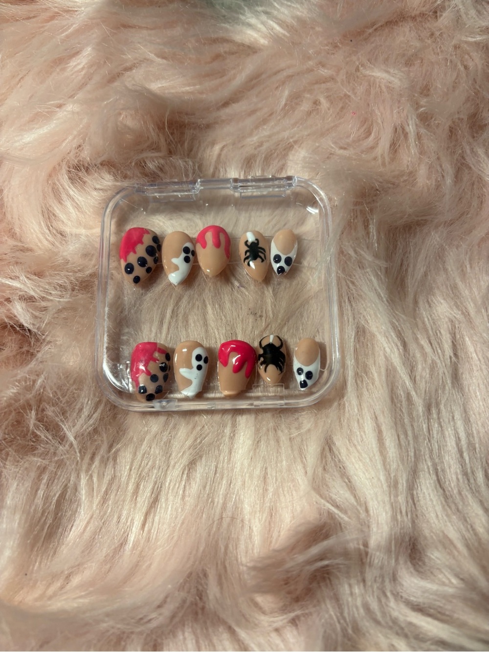 Custom Fall Press on Nails - featuring adorable Spiders, Web & Ghosts